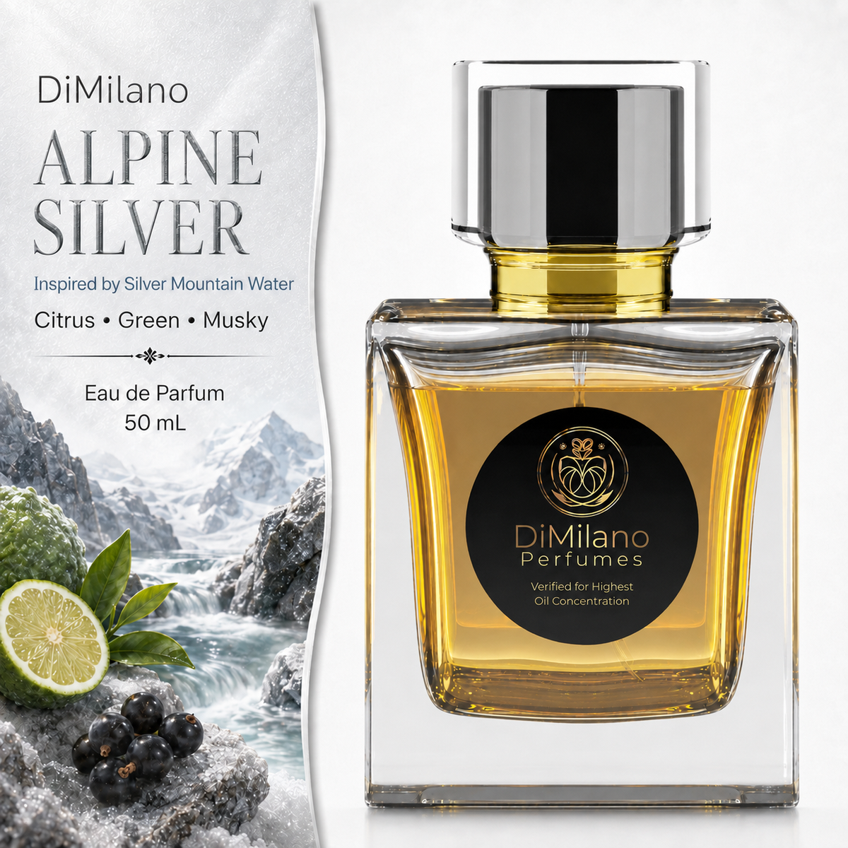 DiMilano Alpine Silver – Mountain Fresh Impression Eau de Parfum, 50 ml