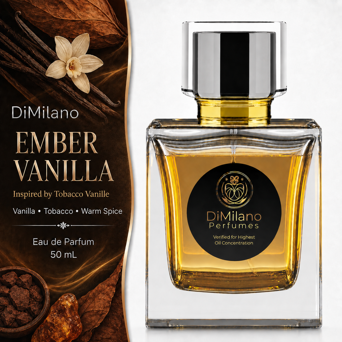DiMilano Ember Vanilla – Warm Tobacco Impression Eau de Parfum, 50 ml